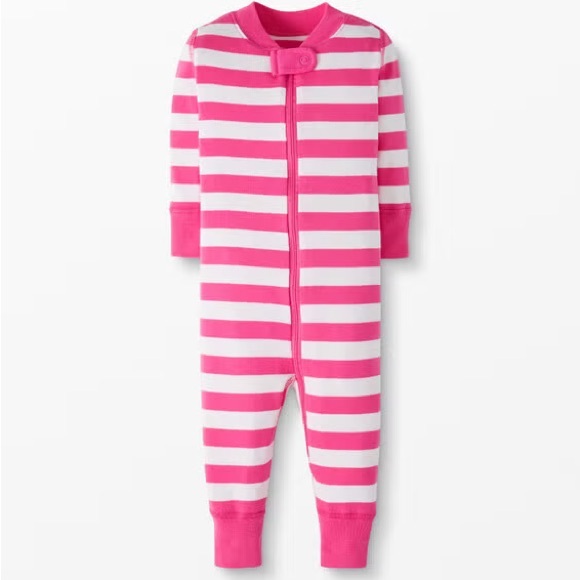 Hanna Andersson Bold Stripe Sleeper Girls 3T 90 cm Power Pink Hanna White Cotton - Picture 4 of 4
